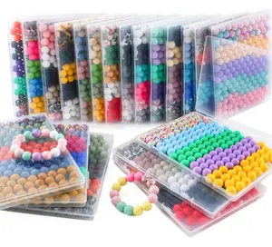 150Pcs Mixed Color 15mm Silicone Beads for Keychain Making, Print Silicone Beads for Pens and Bracelet Jewelry Making