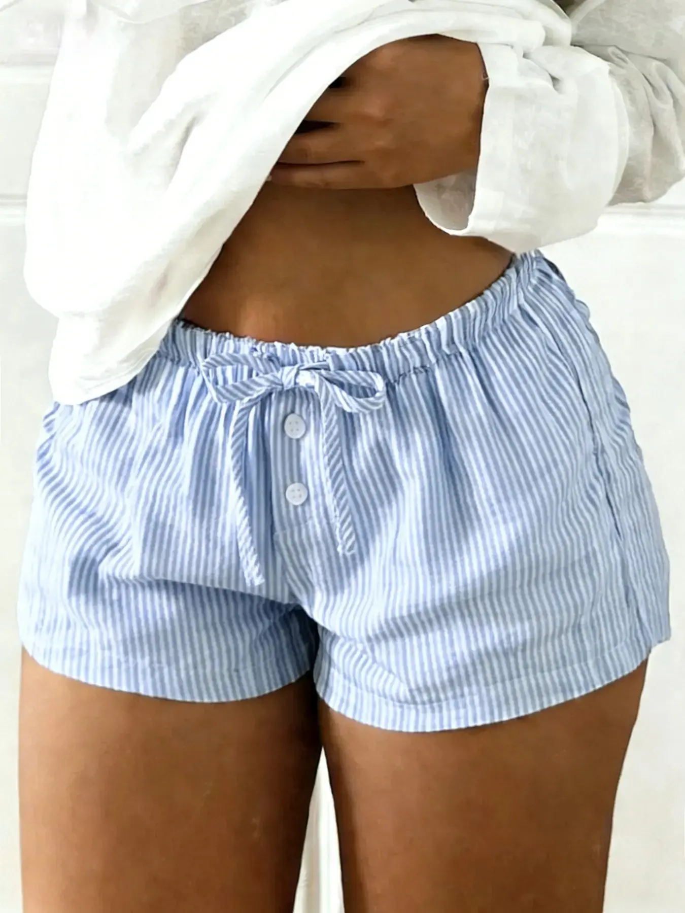Sexy Plaid Casual Shorts for Women, Summer Loose Fit Elastic Waist Slimming Home Wear, Stylish Outwear Shorts
