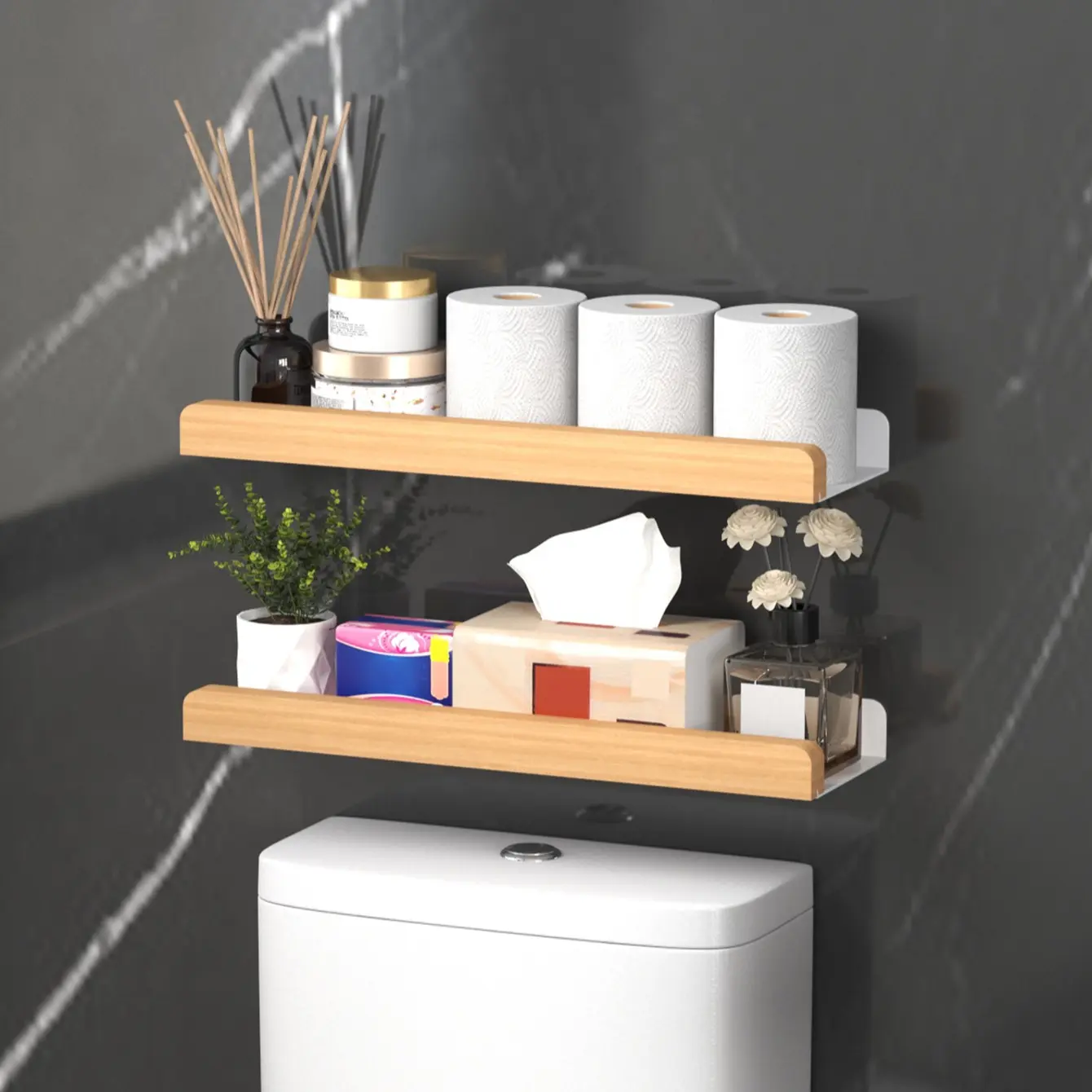 Wall-Mounted Bathroom Storage Rack Multifunctional Toilet Paper Holder Easy Installation Modern Minimalist Design Bathroom Organizing Accessories Bath Accessories Bathroom Organizer Supplies Bathroom Accessory