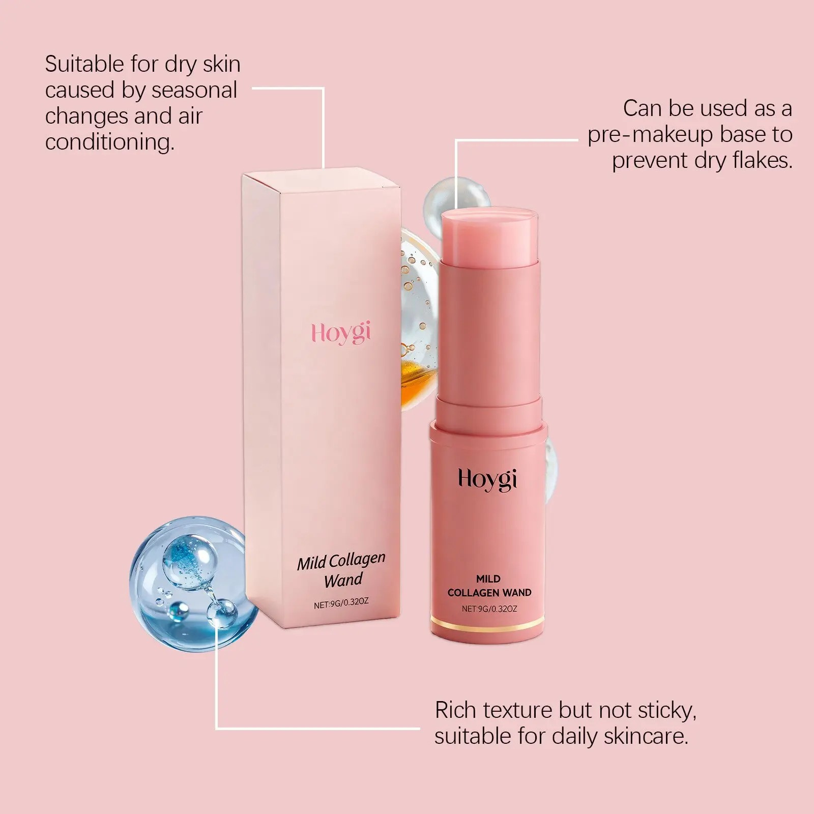 Pink Collagen Plumping Stick Cream with Jojoba Oil - Skin Repair, Plumps Skin, Rotatable Application, Waterproof, Long-Lasting, Glossy Multi-Purpose Makeup Essential for Under-Eye & Lip Needs, Rotate Apply, Glossy Finish, Under-Eye Lips
