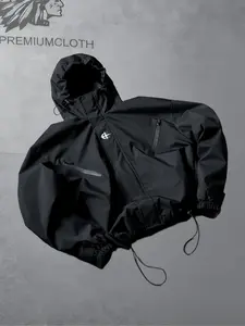 Spring Summer Hooded Windproof Jacket, Lightweight Waterproof Outdoor Hiking Jacket, Casual Street Style, Zip Pockets, Daily Wear, Outerwear