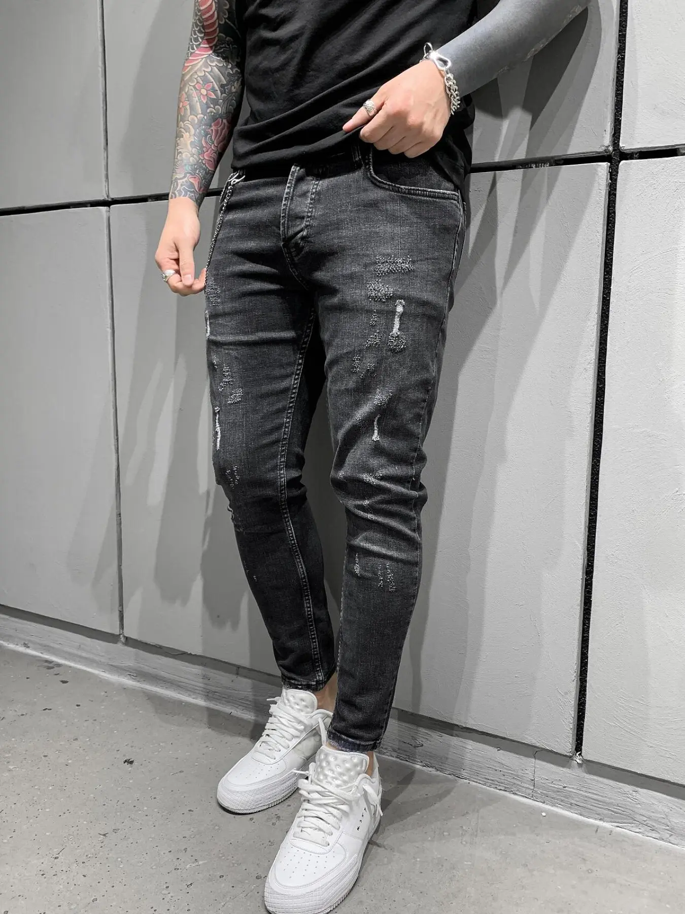 Men's Slim Fit Jeans, Casual Ripped Skinny Pants, All Season Comfortable Long Trousers, Versatile Fashion for Men
