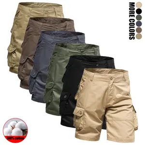 1-pack men’s pure cotton cargo shorts — outdoor, multi-pocket, wear-resistant mid-length shorts; casual straight-leg, versatile workwear shorts available in multiple colors fathersdaygift