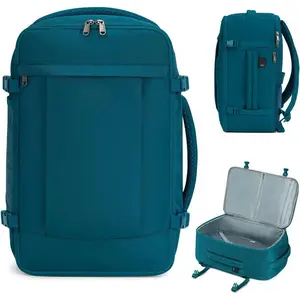 17'' Small Travel Backpack, United Airlines Personal Item Bag 16.9"x10"x7.5" Carry  Backpack with USB Port Luggage Sleeve Travel Essentials for Men Women Water Resistant, Teal