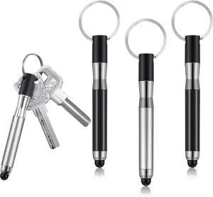 4 Pieces Mini Stylus Pen with Keyring Loop 3-in-1 Accessory Bullet Capacitive Keychain Stylus Tablet Pen Touchscreen Pen