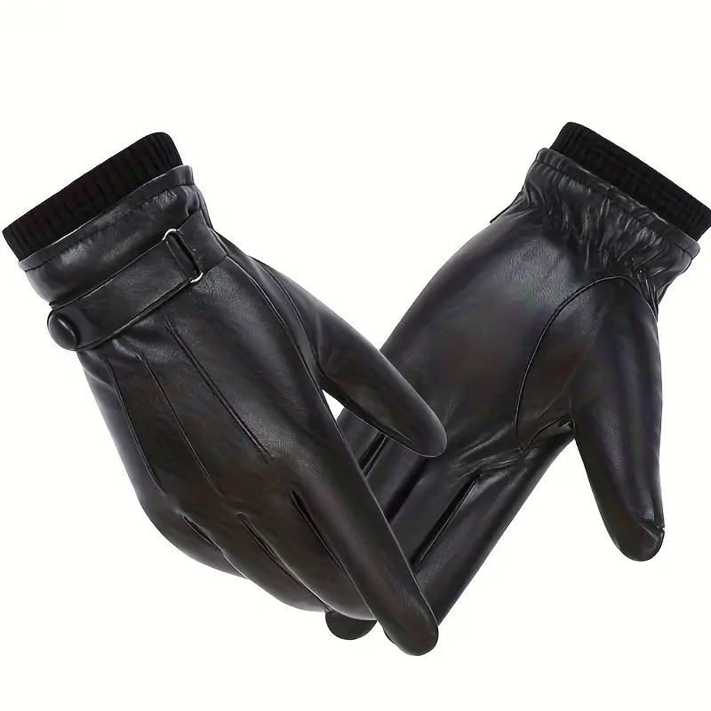 All-Match Black Leather Gloves for Men - Must-Have for Winter Outdoor Adventures
