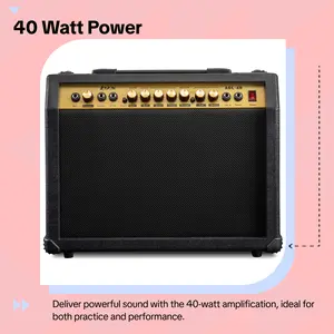 LYXPRO AGL-40 Durable Electric Guitar Amplifier, 40W with Aux Headphone Jack, Digital Audio Features, Adjustable EQ, Drive, Delay, Treble, Middle & Bass Controls