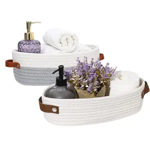 Bathroom Storage Basket, 2 Counts/set Boho Style Bathroom Storage Basket, Bathroom Organizer for Toilet Tank Top, Home Organizer for Bathroom, Carry Basket