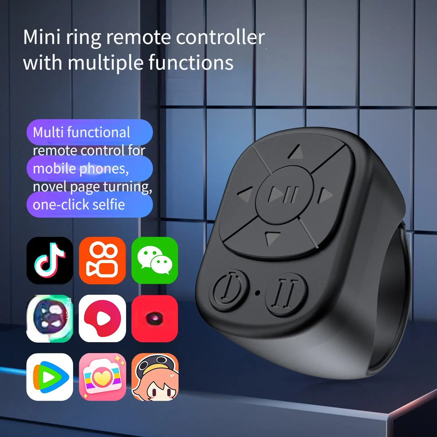 Rechargeable Bluetooth Ring Remote – Page Turner & Camera Shutter for iOS & Android