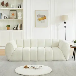 Modern Chenille Cloud Sofa, 3 Seat Deep Lounge Couch with Quilted Design, Pure Foam Sofa for Living Room Bedroom Apartment