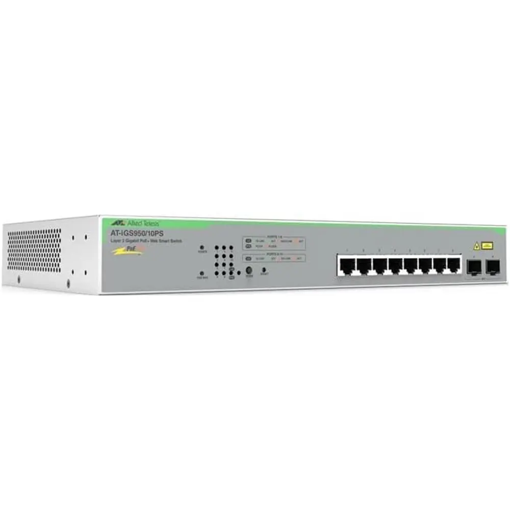 Allied Telesis AT-IGS950/10PS-910 1U Wired Port Gigabit Ethernet Switch with 1Gbps Speed Switching Capability