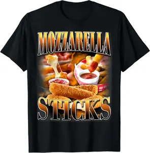 Mozzarella Cheese Sticks Bootleg Rap CD Aesthetic Funny Meme T-Shirt Pure Cotton Graphic Tees Menswear Top: Gifts for Men & Women