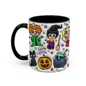 3D Hocus Pocus Inflated Mug, Cute Witch Season Coffee Mug Aesthetic Halloween Design, Gift for Friends Family Witch Lovers, Birthday Christmas Holiday Gift Unique Drinkware