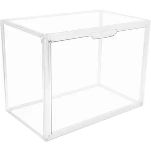Clear Stackable Plastic Storage Bins with Magnetic Attraction Lid, Dustproof Book & Cosmetic Display Cases, Large Figures Collectibles Showcase, Shoe Box, Bag Organizer (Transparent -1 Pack)