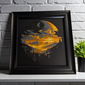 3d printed space moon framed wall decor