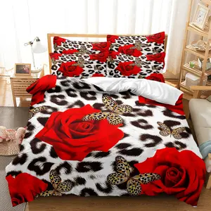 3pcs Leopard Butterfly Pattern Duvet Cover Set, Decorative Duvet Cover, Boho Bed Set, HD Digital Printing Bedding Set, Skin Friendly Breathable, For Bedroom, Guest Room Student Dormitory Valentine's Day Gift(1 Duvet Cover + 2 Pillowcases, No Core)