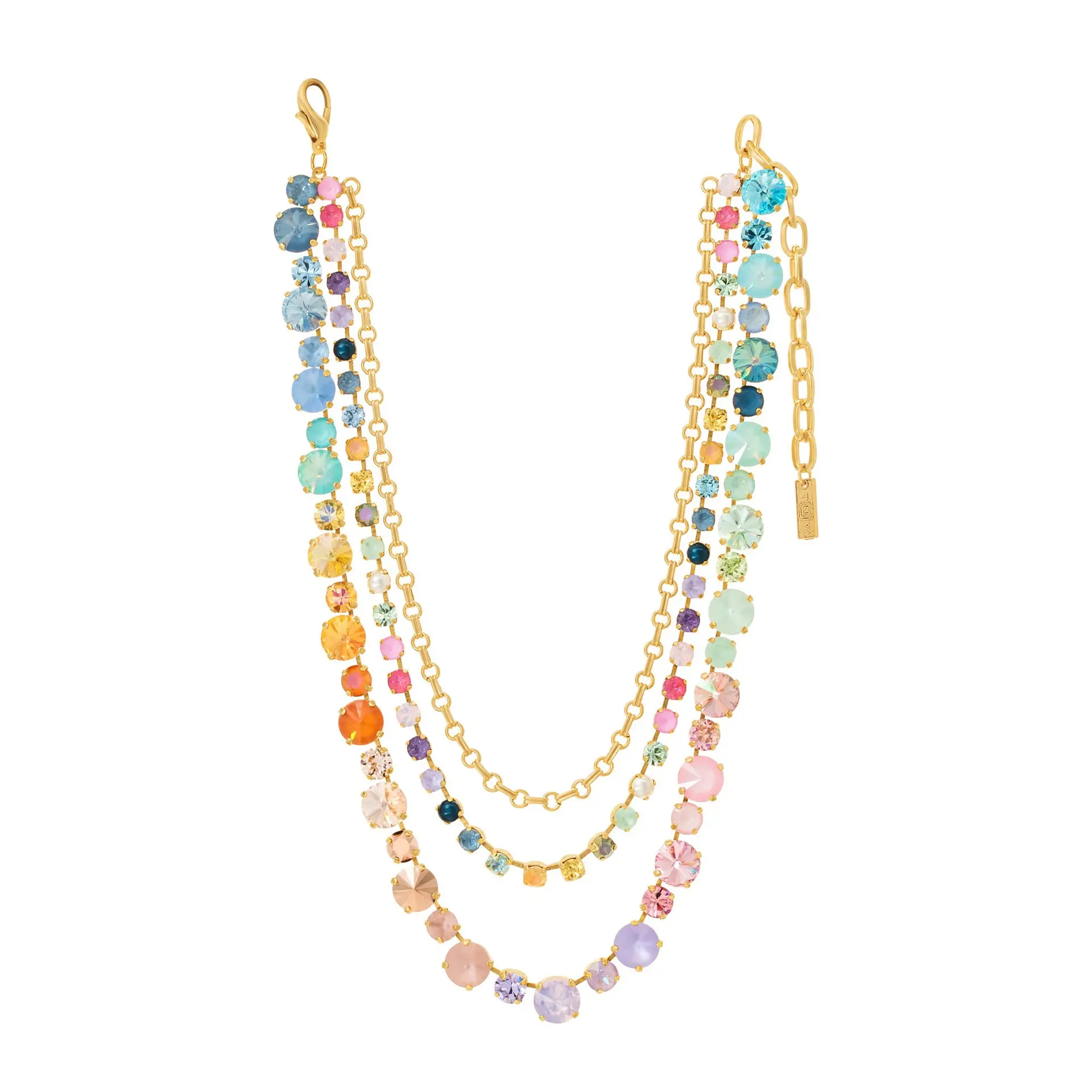 Avalyn Dainty Look Lightweight Rhodium Plated Vintage Gold Adjustable Multicolor Celestial Cross Pearl Necklace - Brass Base, Crystal Accents, Everyday Wear, Cross Necklace