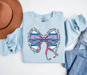 Mother Baby Nurse Sweatshirt, Baby Blanket Nurse Shirt, Postpartum Nurse Sweater, Maternity Nurses Grad Gift, Stethoscope Bow Sweatshirt