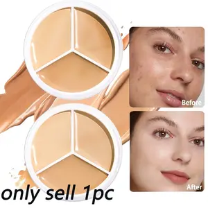 Three-Color Concealer Palette, Covers Blemishes, Dark Circles, Spots, Moisturizing, Long-Lasting, Non-Cakey, Essential for Daily Makeup