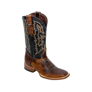 RANCHO SEMENTAL MEN’S Shoulder Marble Honey Western Boots Whit Black Top