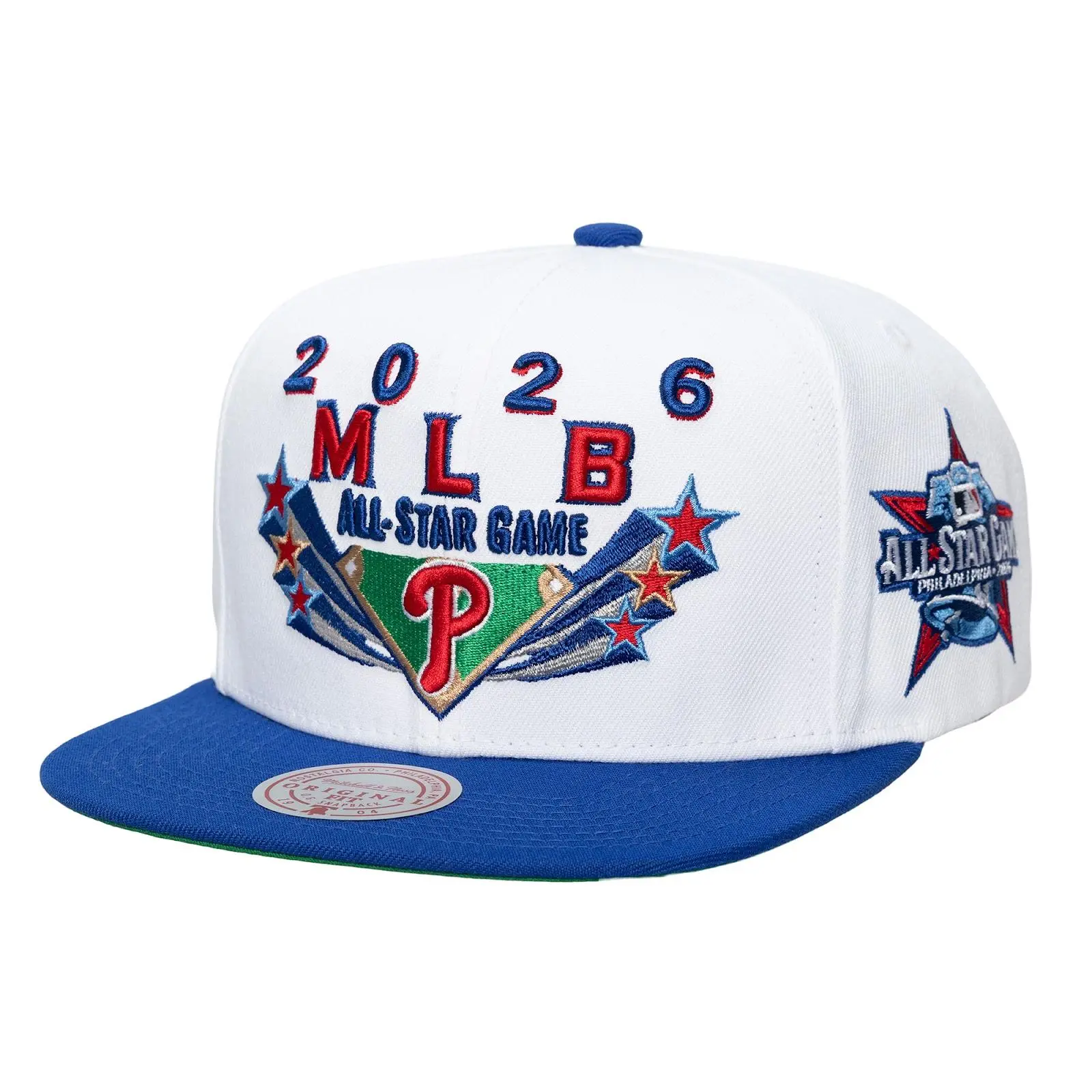 Philadelphia Phillies 2026 MLB All-Star Game White/Royal Two-Tone Snapback Hat Throwback Cap Adjustable Fan Gear Mitchell & Ness