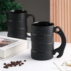 Tire Coffee Tea Cup Mug Gift Set, Durable Handle, Heat Resistant, Ideal for Car Enthusiasts & Mechanics, Perfect Birthday Christmas Gift