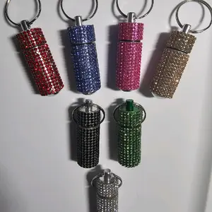 Bling pill keeper keychain
