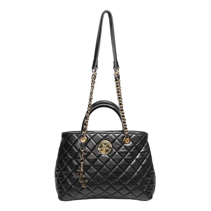 Believe in Yourself Black Quilted Satchel