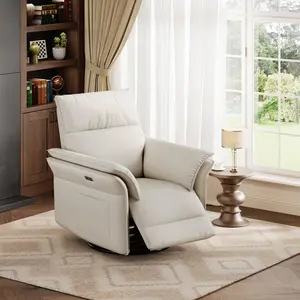 GAOMON Power Recliner Glider Chair with Smooth Swivel and Rocking Motion Adjustable Recline USB Charging Port Premium Chenille Fabric and Double Armrests for Living Room and Nursery