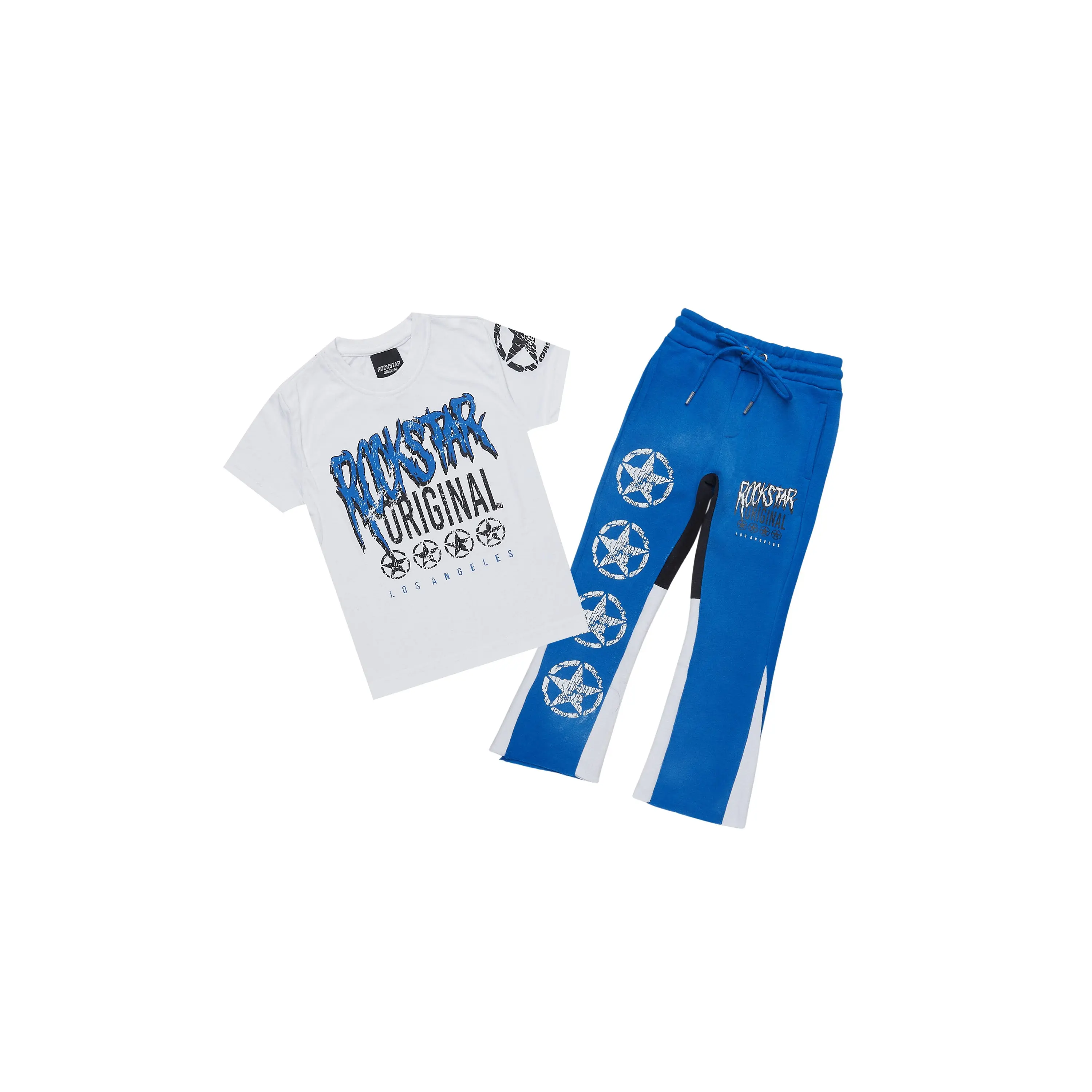 Boys Wizzurd Blue T-Shirt/Stacked Flare Pant Set