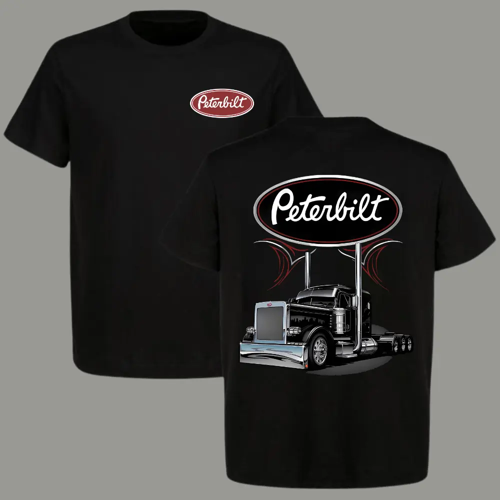 Peterbilt Classic Trucker T-Shirt, Semi-Truck Graphic with Dual Exhaust Pipes, Diesel Nation Peterbilt Graphic Shirt, For Truck Drivers & Rig Enthusiasts, Gift for Hauling Crew & Big Rig Fans