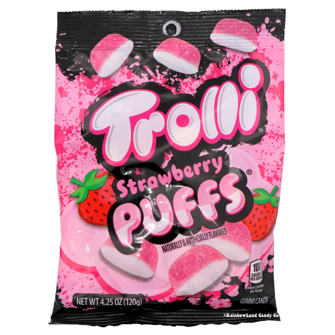 Trolli Strawberry Puffs Gummy Candy | Strawberry Gummy Puffs Bag 4.25 oz