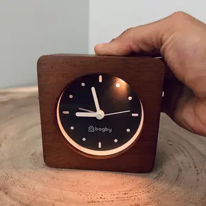Minimalist Silent Digital-Free Alarm Clock Chestnut Decor Wooden Light Traditional Wood