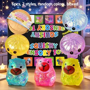 1/6pc Novel stress relief toy set, relieves anxiety, slowly rebounds stress relief toys, fun interactive design, cute desktop accessories suitable for office workers, party gifts, holiday gift creativity, perfect gift selection, Play, boxed