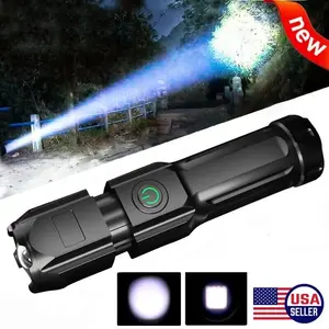 2000 Lumens Super Bright LED Tactical Flashlight USB Work Light Zoomable