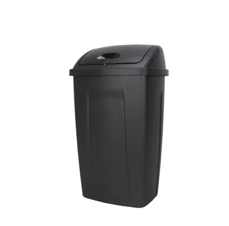 13 Gal Black Swing Lid Trash Can, Easy Access Plastic Kitchen Garbage Bin 13 Gal Black Swing Lid Trash Can, Easy Access Plastic Kitchen Garbage Bin