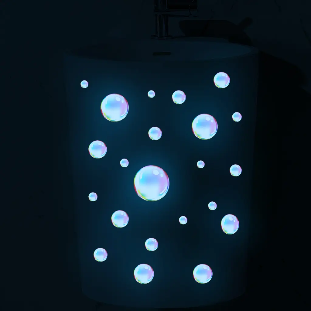 22 Pcs Glow in Dark Bubble Wall Stickers, Removable Self-Adhesive Decorative Vinyl Decals, Reusable Home Office Wall Decor, Easy to Apply and Remove, Christmas