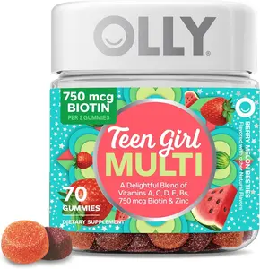 Teen Girl Multi Gummy, Healthy Skin and Immune Support, 15 Essential Vitamins, Biotin, Zinc, Calcium, Chewable Multivitamin, Berry Melon, 35 Day Supply, 70 Count