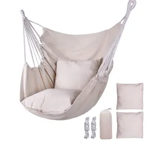 Tanlook woven hanging hammock chair swing, max 300 lbs weight capacity, includes 2 cushions and a storage bag, indoor and outdoor hanging chair, comfortable and cozy.