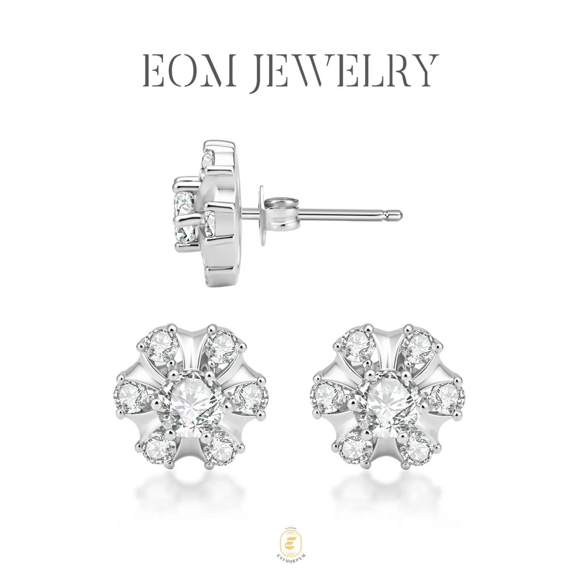 Moissanite 1ct Vintage Sunflower Cluster Stud Earrings Silver-Plated Royal Floral Halo Jewelry Wedding Engagement Anniversary Valentine's Day Birthday Daily Wear