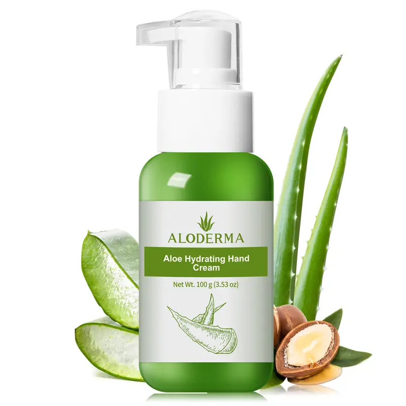 Aloderma Aloe Hydrating Hand Cream - 3.5oz Travel Size, Non-Greasy Gentle Moisturizer for Dry Cracked Hands, Rejuvenating Nourishing Soothing Lotion with Fresh Organic Aloe Vera and Shea Butter