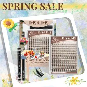 JMS&JMS Anime Lash Kit【NO BRUSH】Manga Cartoon Lashes Clear Invisible Band C Curl,(8-18 MIX) for DIY Eyelash Cluster Extension Waterproof Eyelash Makeup Cosmetic Springtok