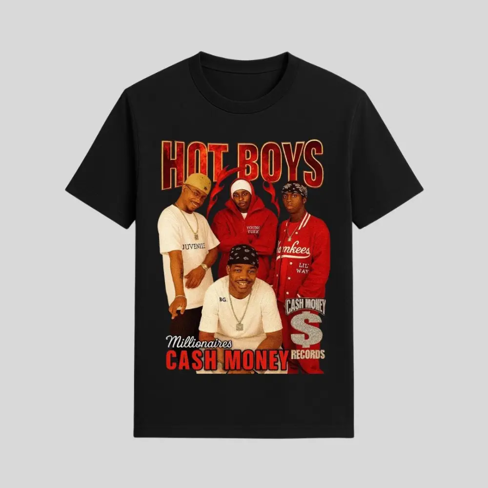Hot Boys T-Shirt 90s Hip Hop Graphic Tee Vintage Rap Shirt Old School Hip Hop Streetwear Retro Music Fan Tee
