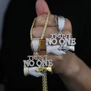 Instagram's new hip hop TRUST NO ONE letter pendant European and American fashion men's necklace a hair