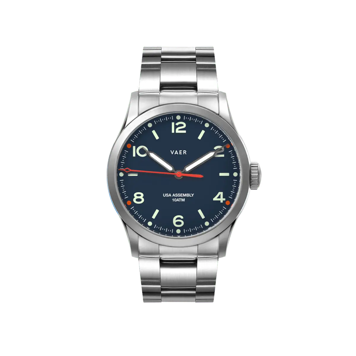 C3 Design Navy Solar Watch 36mm | USA Assembled Minimalist Watch with Sapphire Crystal, 100m Water Resistance, Stainless Steel Case & Interchangeable Straps - Solar Powered Analog Wristwatch for Men – Perfect Gift for Birthday & Anniversary