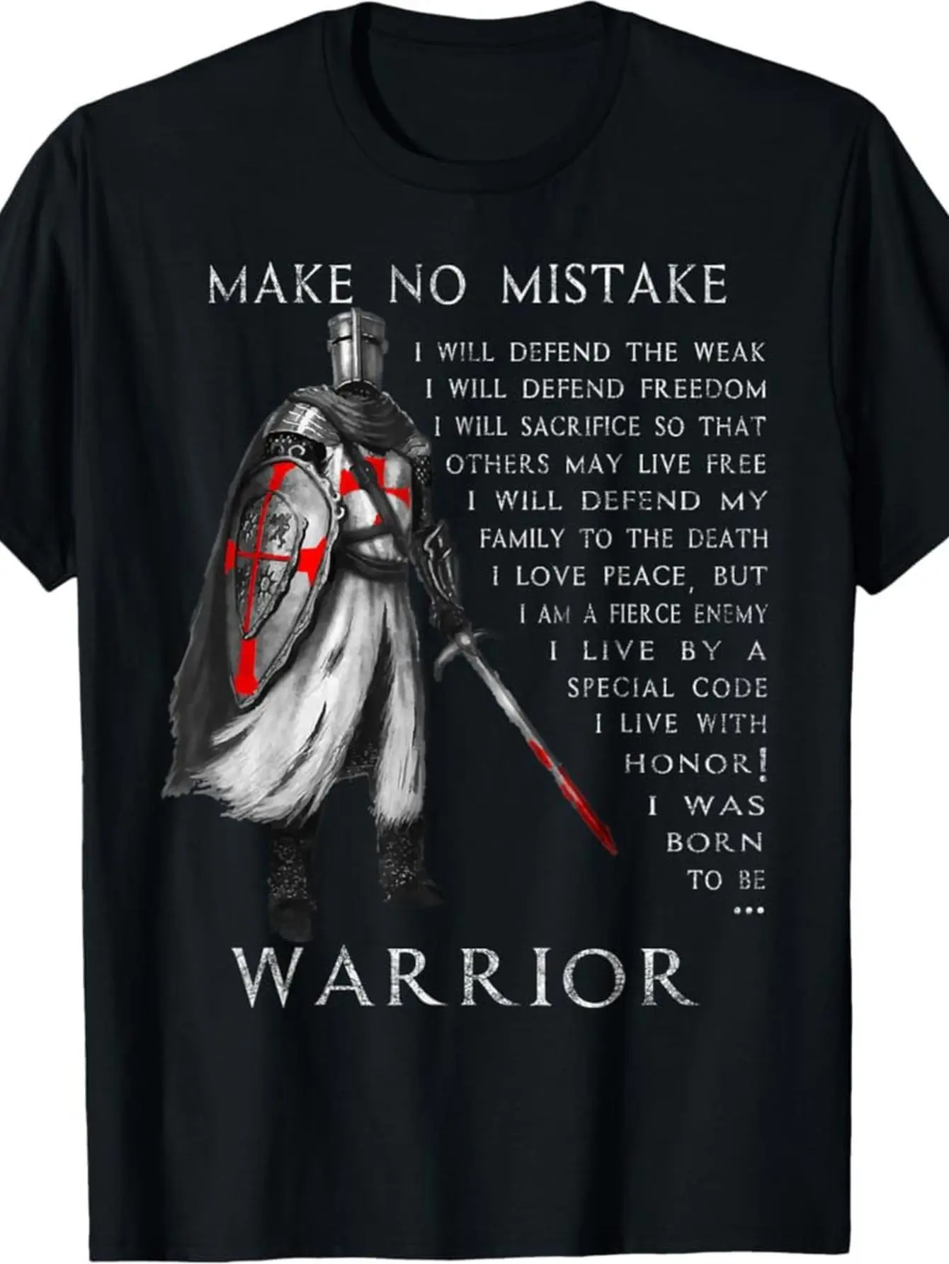 Men'S Knight Templar Graphic Tee, Casual Crew Neck Short Sleeve Tee, Breathable Cotton Fabric, Slight Stretch, Summer Fashion Top, Regular Fit, Summer Trendy T-Shirt
