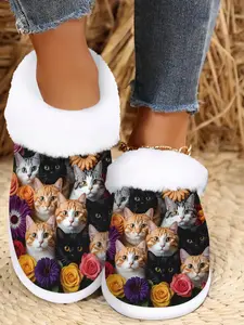 Gifts for Cat Enthusiasts & Animal Lovers, Soft Slipper Boots, Cozy Fuzzy House Shoes, Warm Winter Bedroom Slippers, Non-Slip Design
