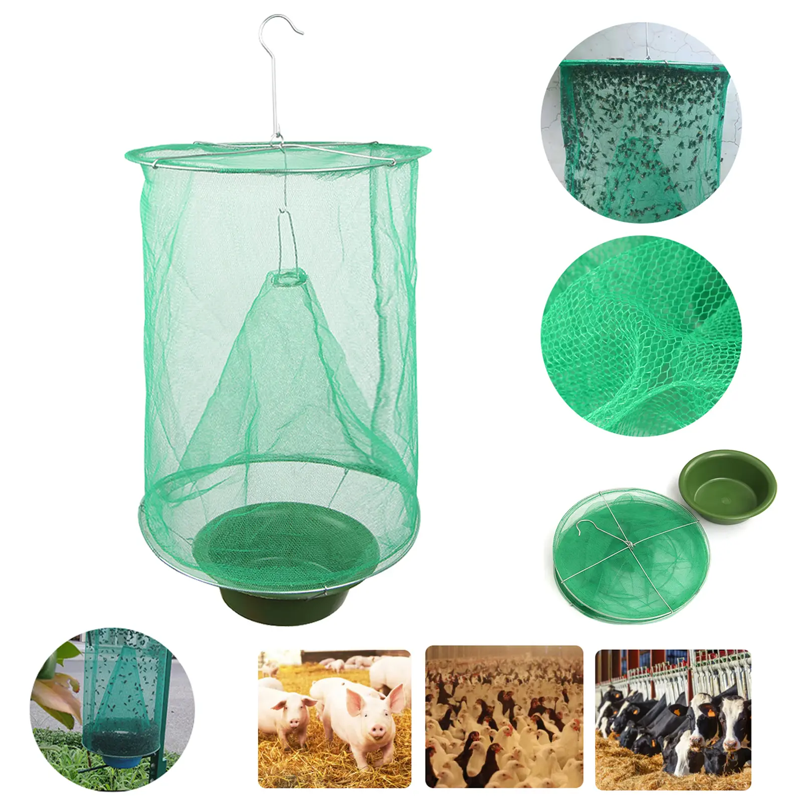 Outdoor Fly Trap - Pest Control Traps for Horses, Green Iron Wire & Plastic Bug Killer Cage Net, 23x33cm Efficient, Safe & Eco-Friendly Garden Cleaning Tool, Fly Traps Outdoor