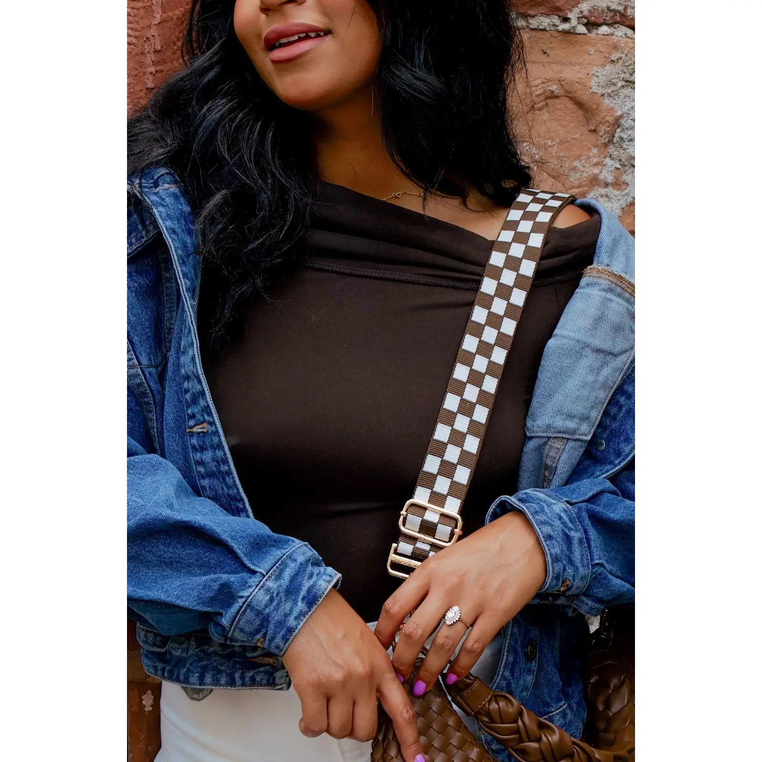 Lizzie Checkered Adjustable Bag Strap