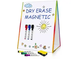 Table Top Magnetic Easel Whiteboard with 6 Markers and 1 Eraser